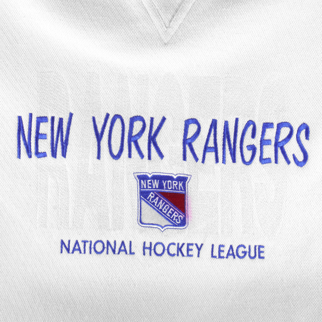 NHL (Logo Athletic) - New York Rangers Embroidered Crew Neck Sweatshirt 1990s XX-Large Vintage Retro Hockey