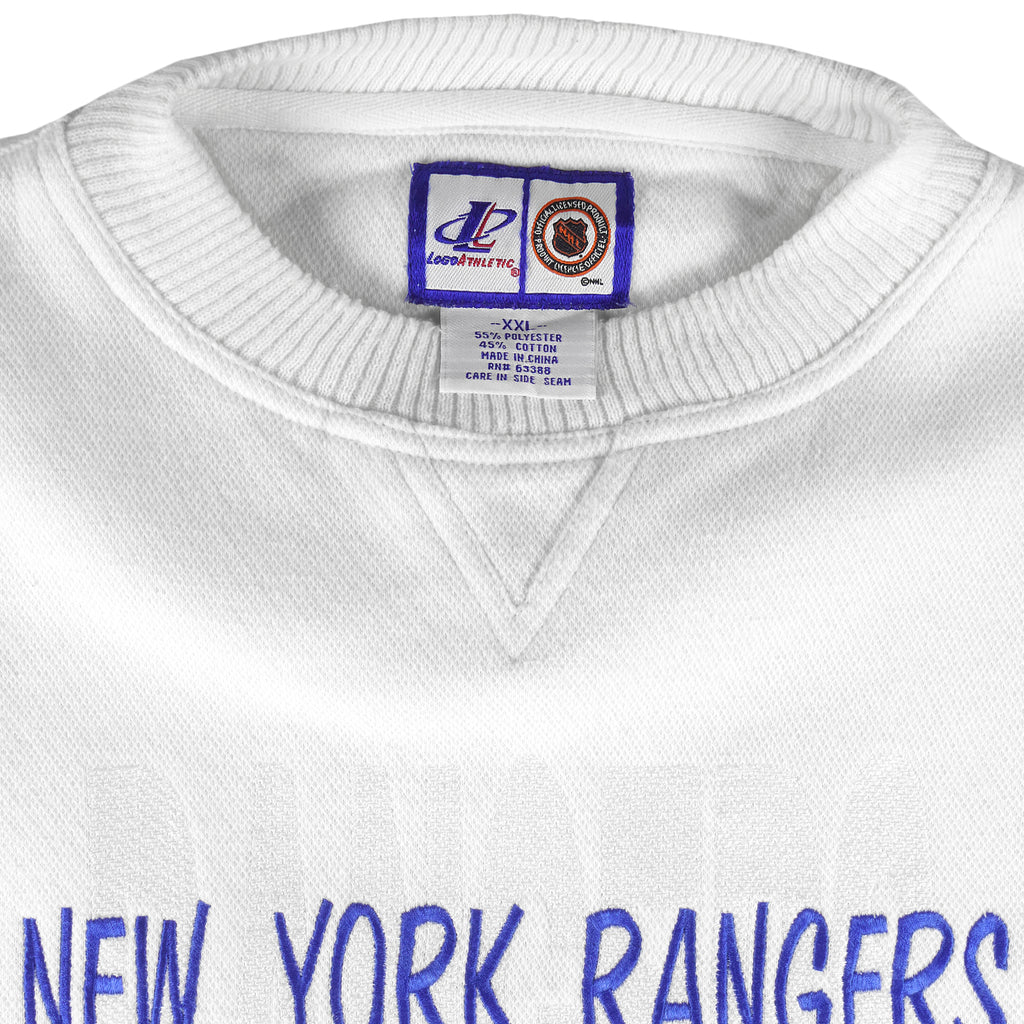 NHL (Logo Athletic) - New York Rangers Embroidered Crew Neck Sweatshirt 1990s XX-Large Vintage Retro Hockey