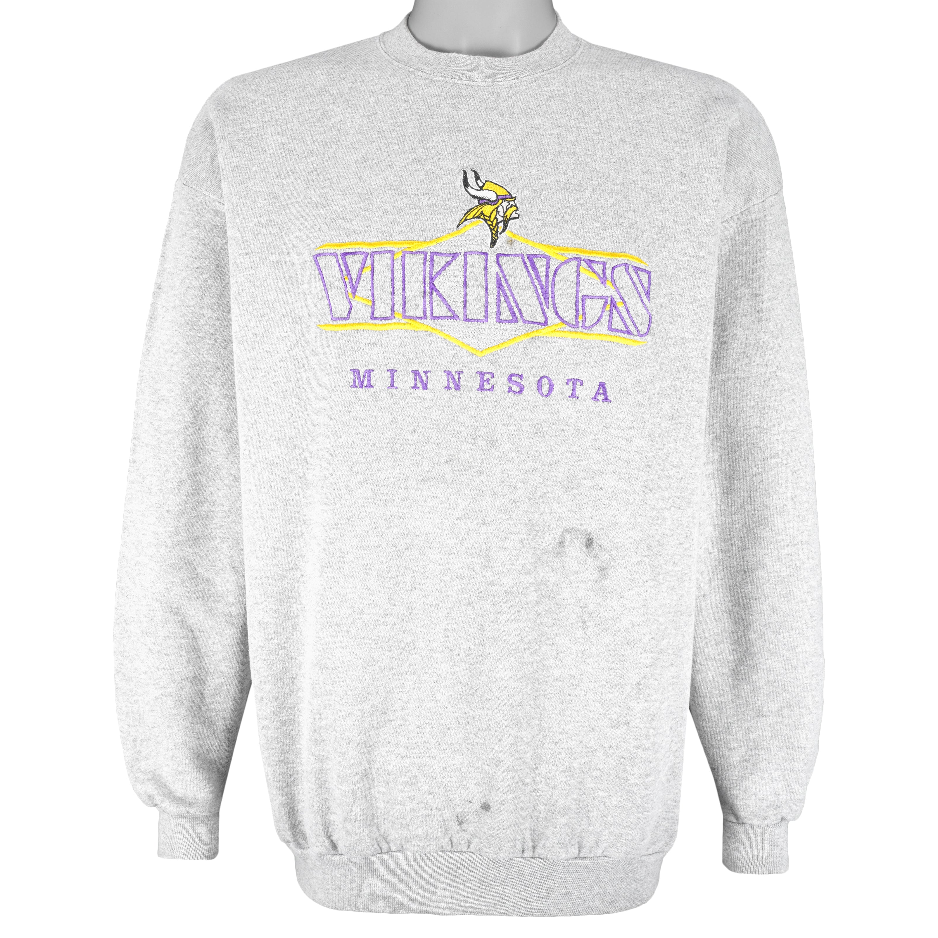 NFL (Logo Athletic) - Minnesota Vikings Embroidered Sweatshirt 1990s Large vintage Retro Football