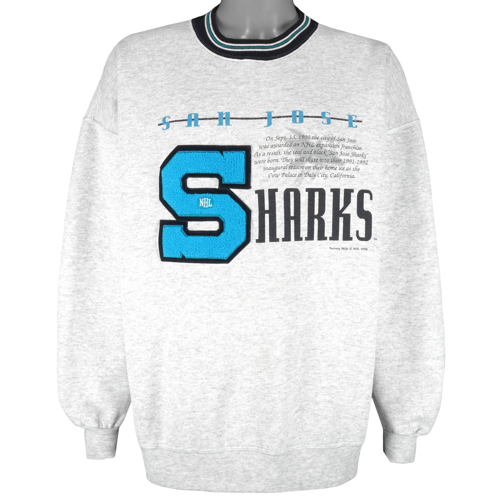 NHL (Nutmeg) - San Jose Sharks Crew Neck Sweatshirt 1992 XX-Large Vintage Retro Hockey