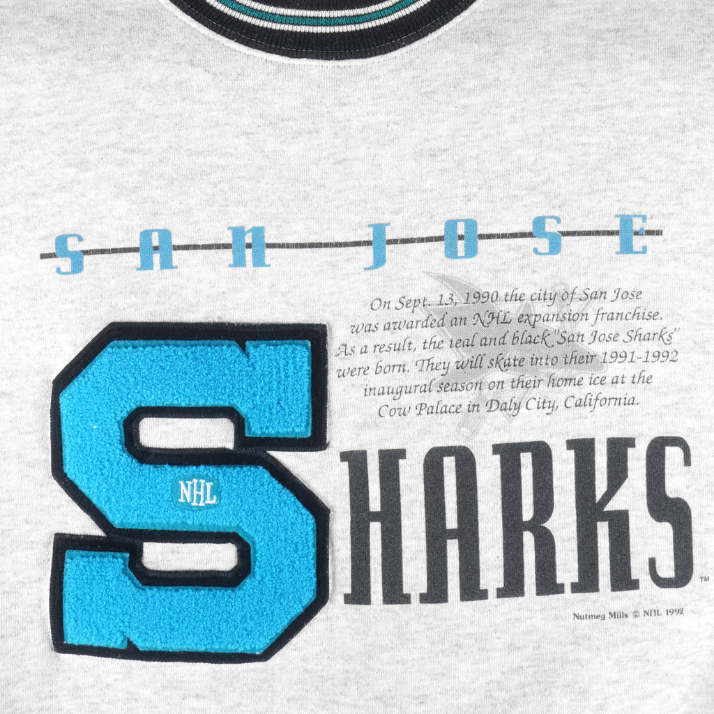 NHL (Nutmeg) - San Jose Sharks Crew Neck Sweatshirt 1992 XX-Large Vintage Retro Hockey