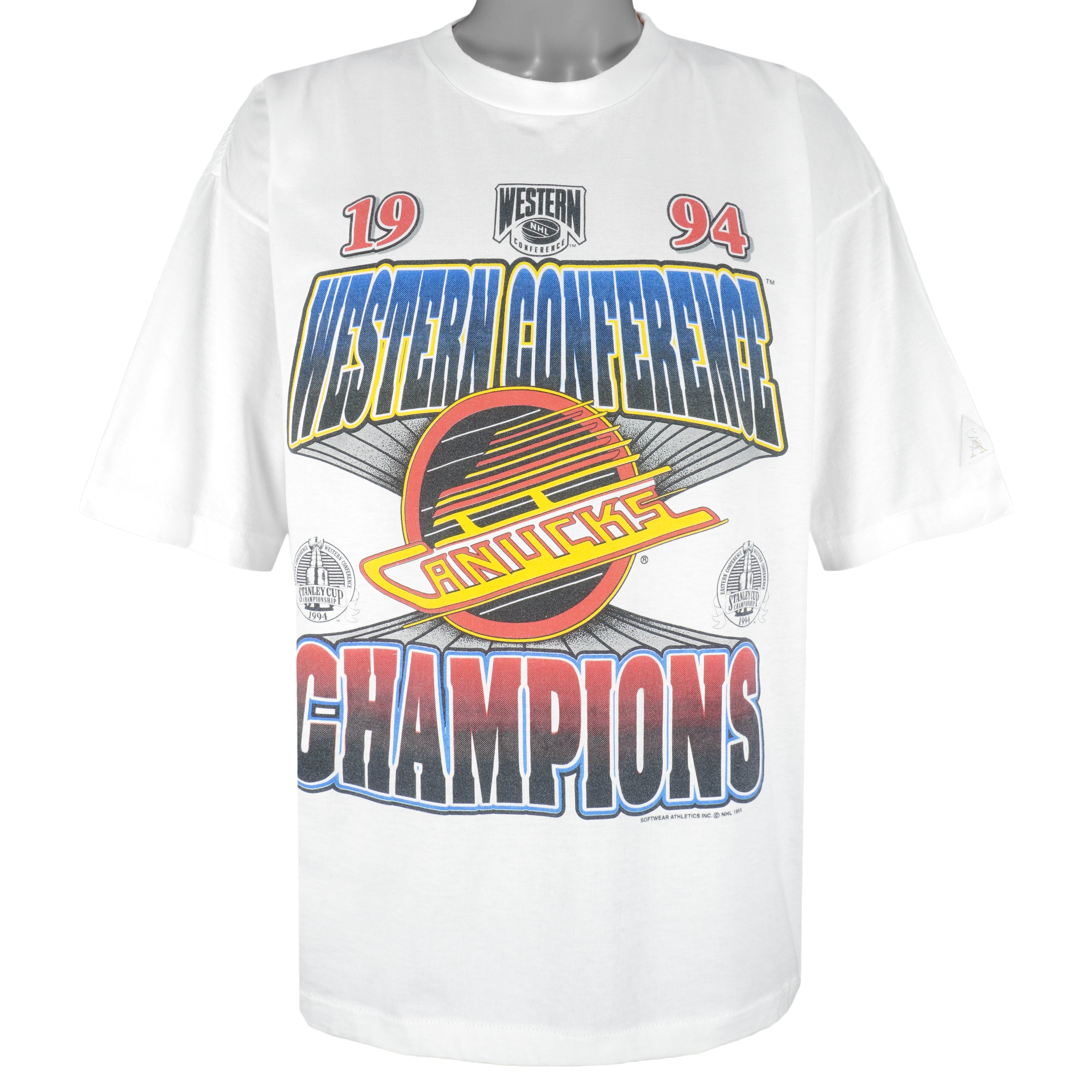 NHL (Softwear) - Vancouver Canucks Western Conference Champions T-Shirt 1994 X-Large Vintage Retro Hockey