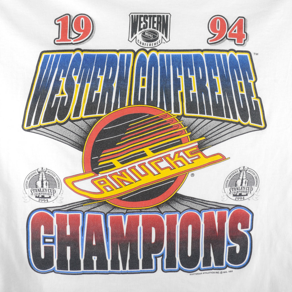 NHL (Softwear) - Vancouver Canucks Western Conference Champions T-Shirt 1994 X-Large Vintage Retro Hockey
