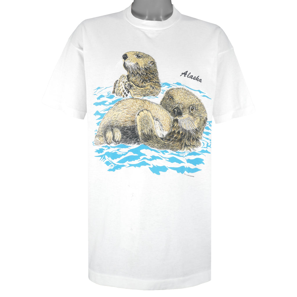 Vintage (Habitat) - Otters Alaska Animal Print T-Shirt 1990s X-Large Vintage Retro