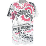 NCAA - Ohio State Buckeyes All Over Print T-Shirt 1990s X-Large Vintage Retro Football College