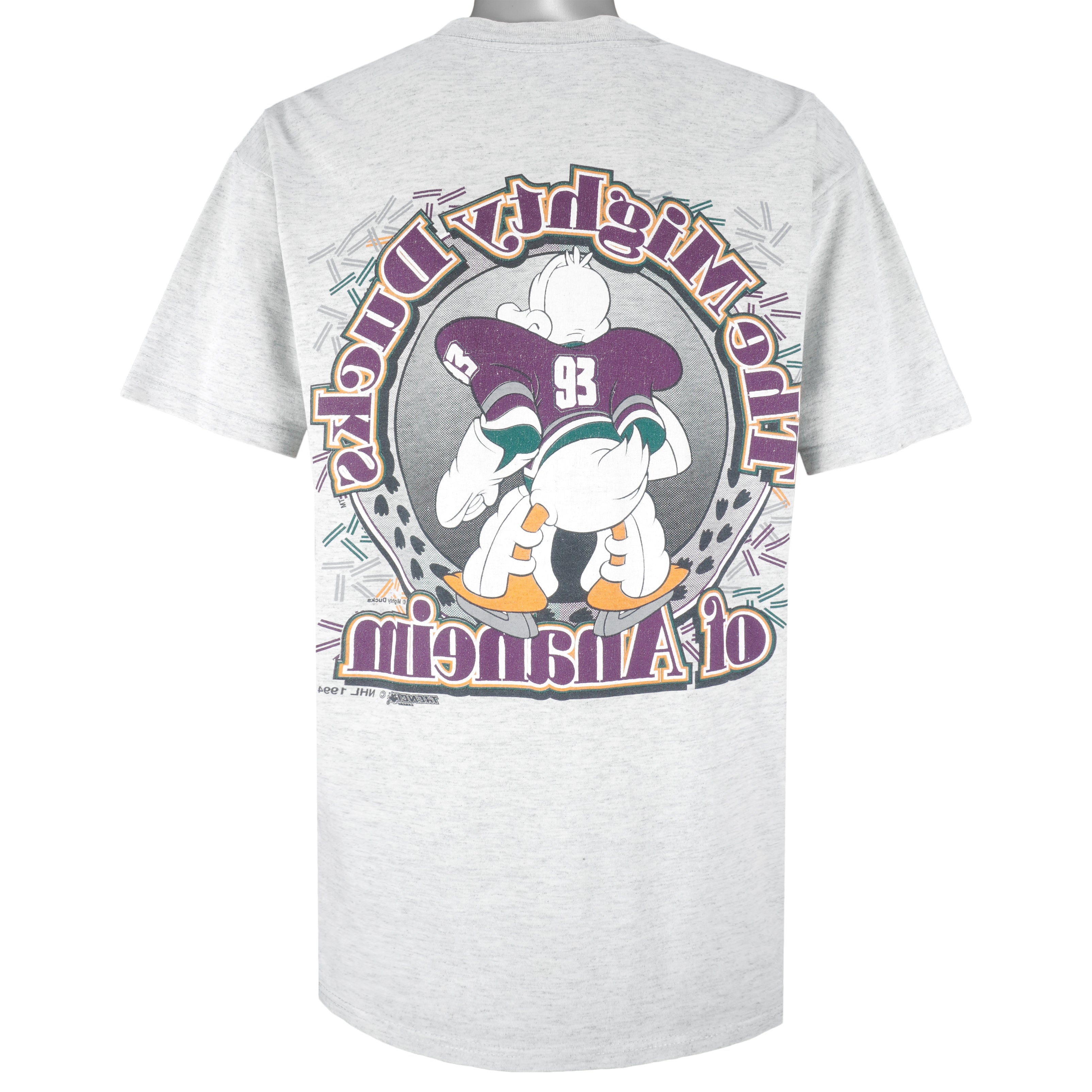 NHL (Trench) - Anaheim Mighty Ducks Breakout T-Shirt 1990s Large Vintage Retro Hockey