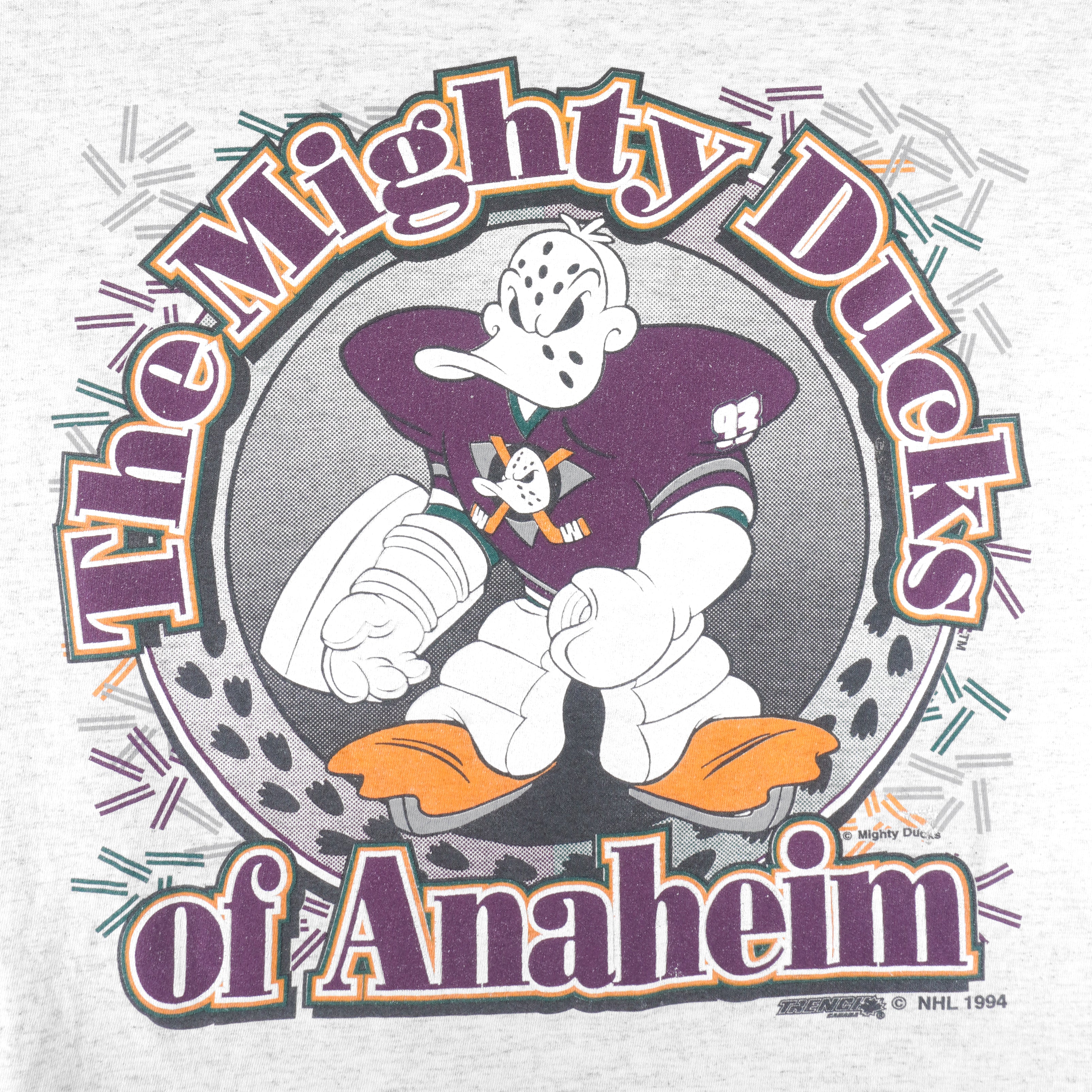 NHL (Trench) - Anaheim Mighty Ducks Breakout T-Shirt 1990s Large Vintage Retro Hockey