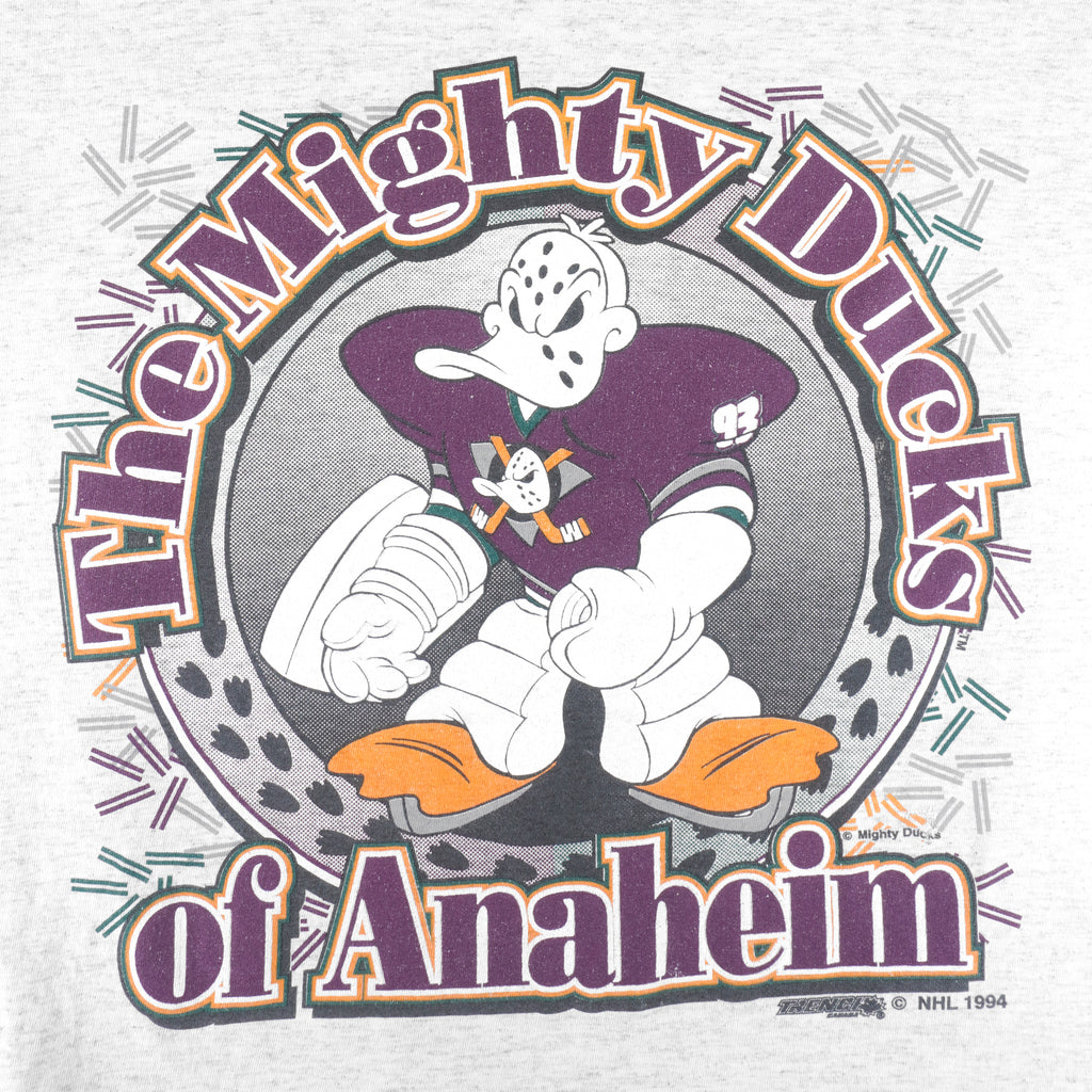 NHL (Trench) - Anaheim Mighty Ducks Breakout T-Shirt 1990s Large Vintage Retro Hockey