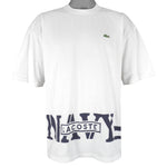 Lacoste (Chemise) - Navy Single Stitch White T-Shirt 1990s X-Large