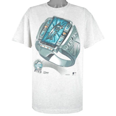 MLB (Salem) - Florida Marlins Inaugural Year Champion Ring T-Shirt 1993 X-Large