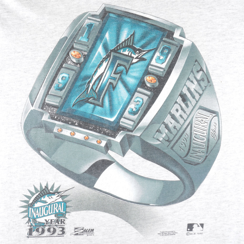 MLB (Salem) - Florida Marlins Champion Ring T-Shirt 1993 X-Large Vintage Retro Baseball