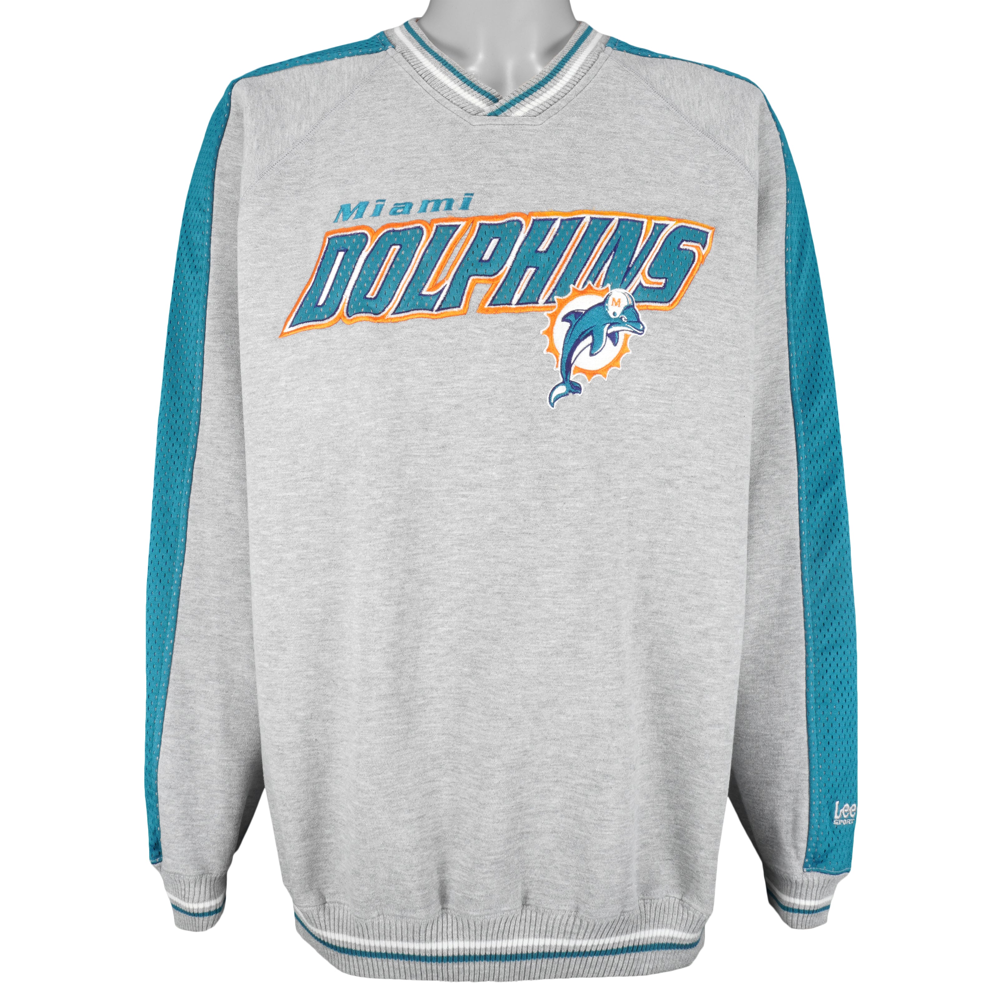 NFL (Lee) - Miami Dolphins Embroidered Crew Neck Sweatshirt 1990s XX-Large Vintage Retro Football