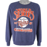 MLB (BW) - Minnesota Twins World Champions Series Sweatshirt 1987 Large Vintage Retro Baseball