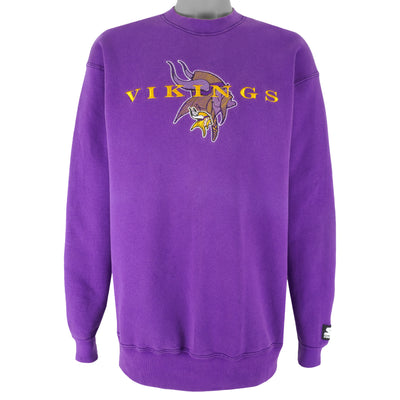 Starter - Minnesota Vikings Embroidered Crew Neck Sweatshirt 1990s X-Large