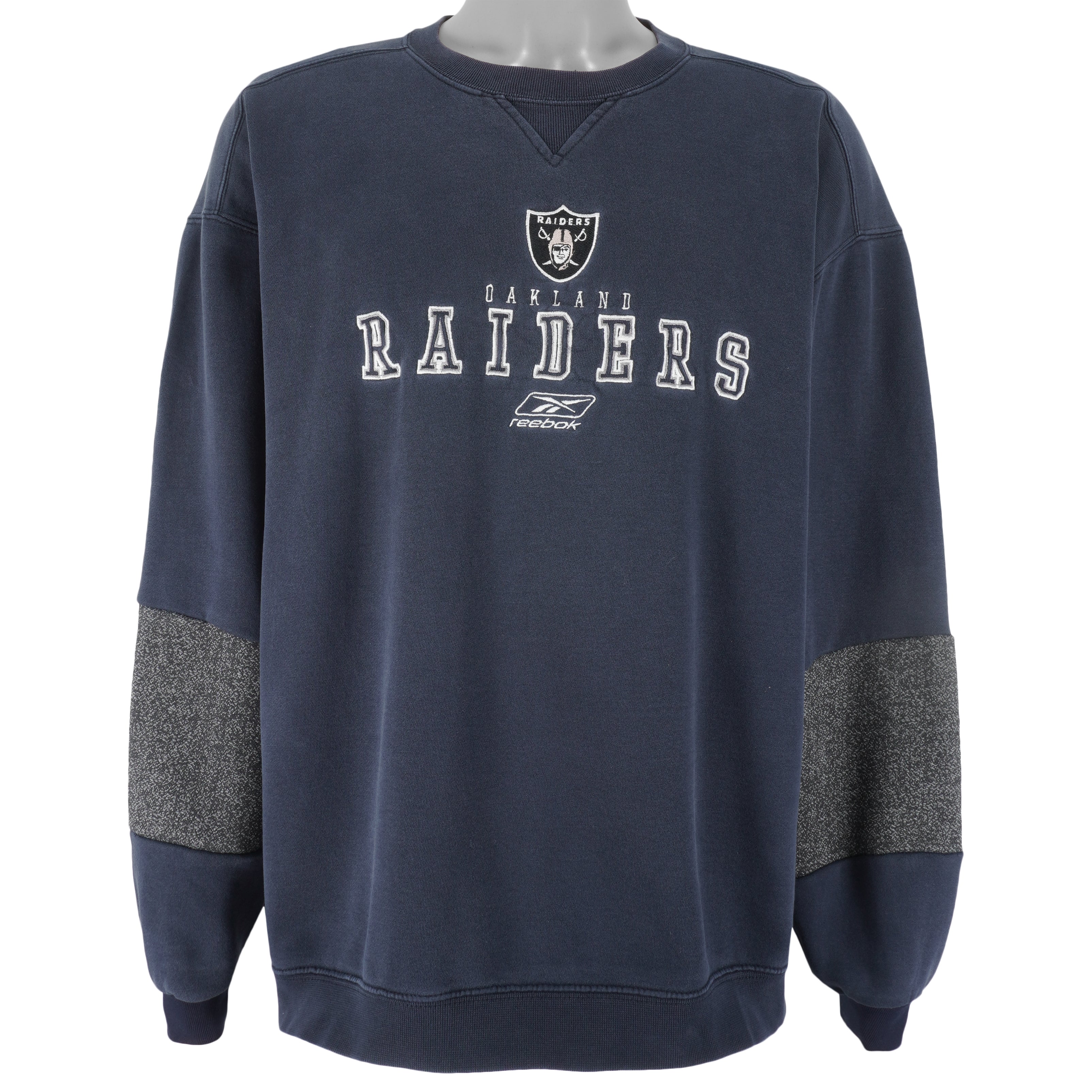 Reebok - Oakland Raiders Embroidered Crew Neck Sweatshirt 1990s Large Vintage Retro Football
