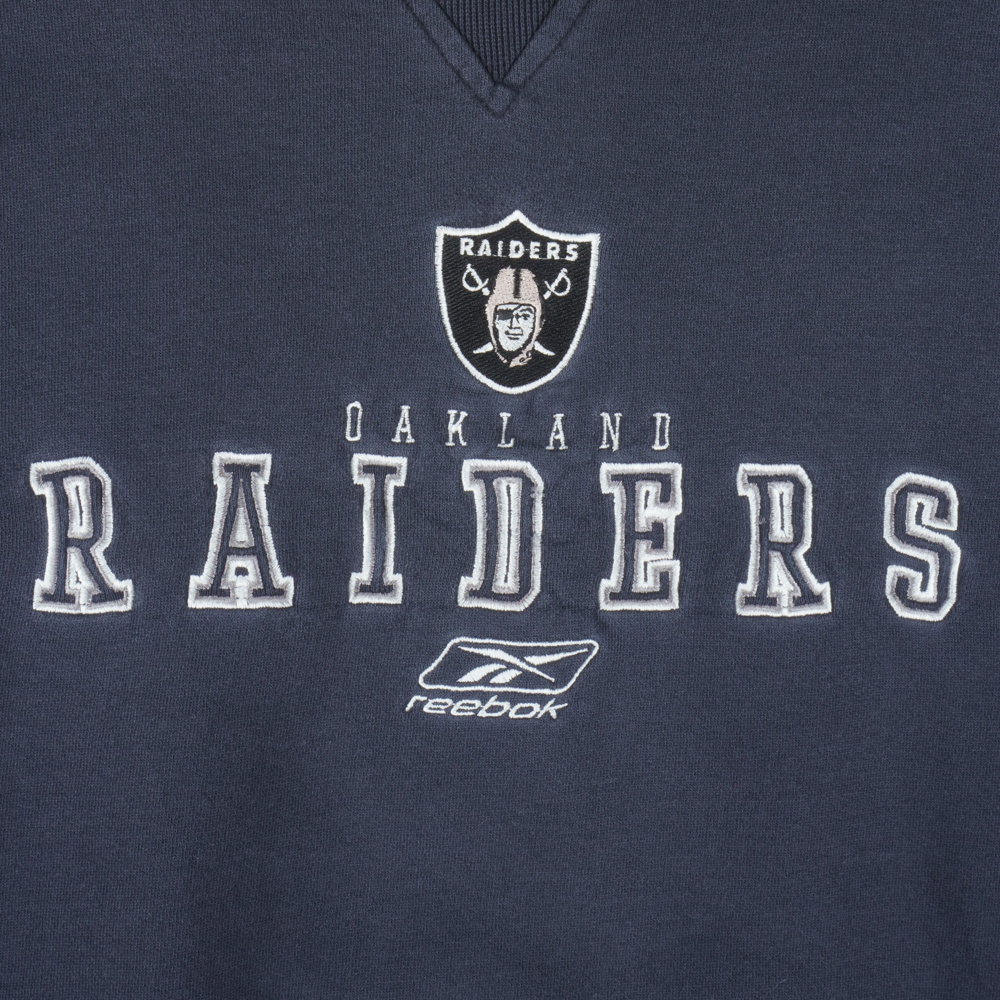 Reebok - Oakland Raiders Embroidered Crew Neck Sweatshirt 1990s Large Vintage Retro Football