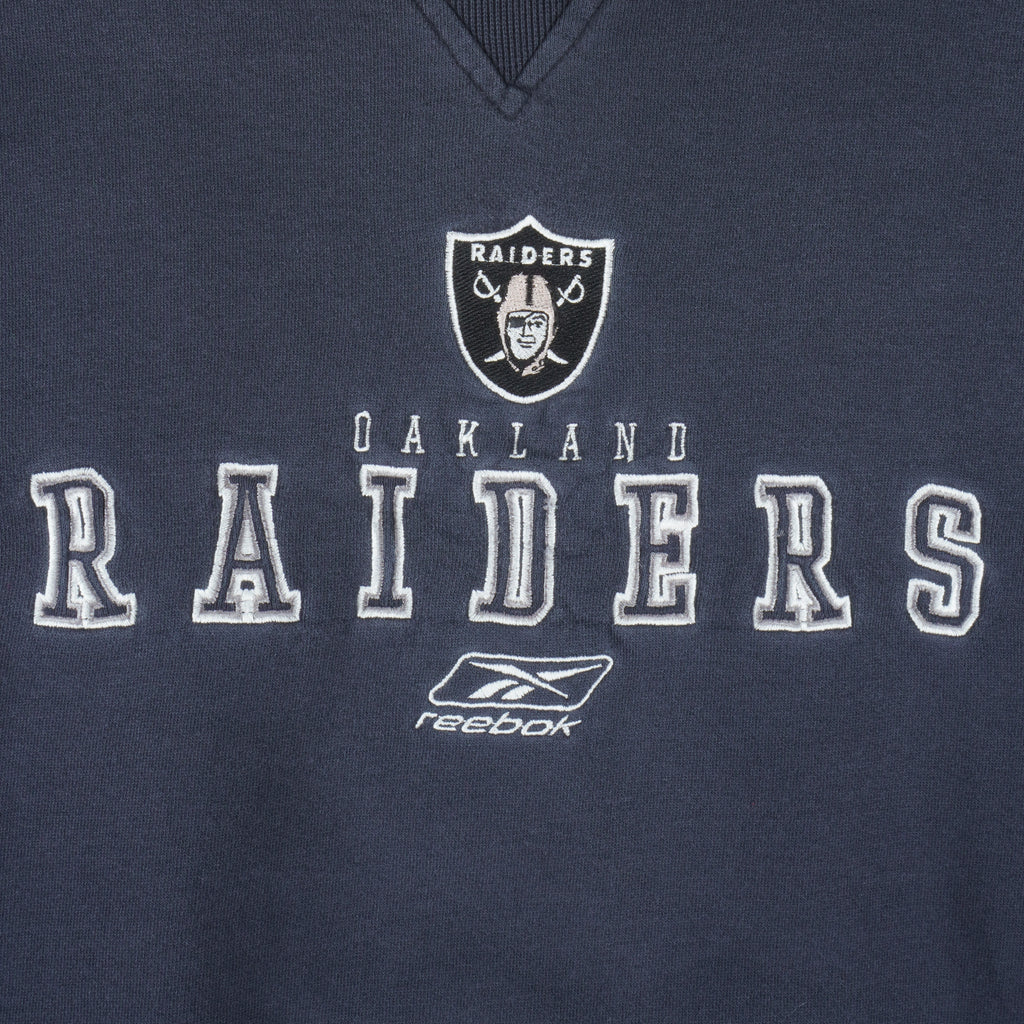 Reebok - Oakland Raiders Embroidered Crew Neck Sweatshirt 1990s Large Vintage Retro Football