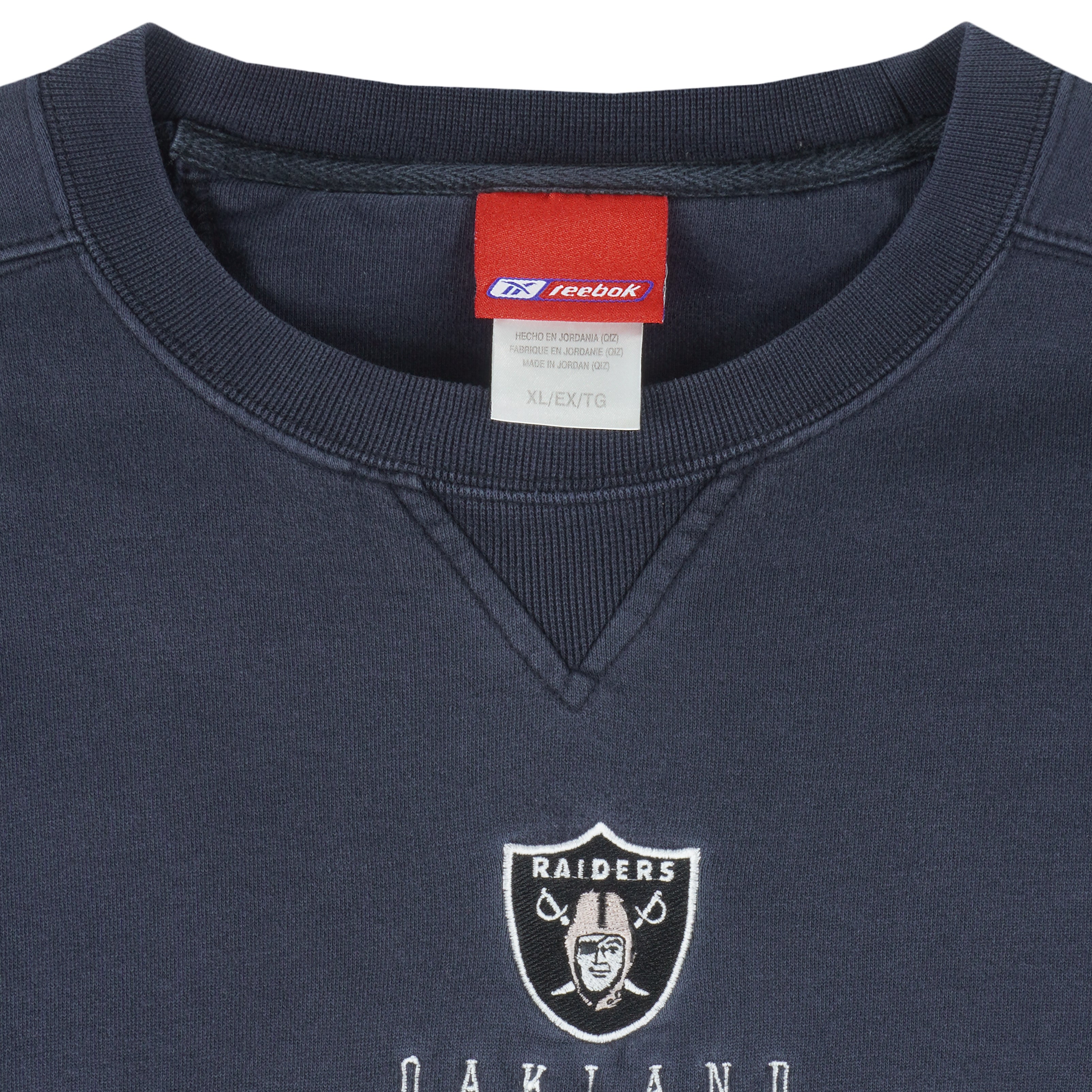 Reebok - Oakland Raiders Embroidered Crew Neck Sweatshirt 1990s Large Vintage Retro Football