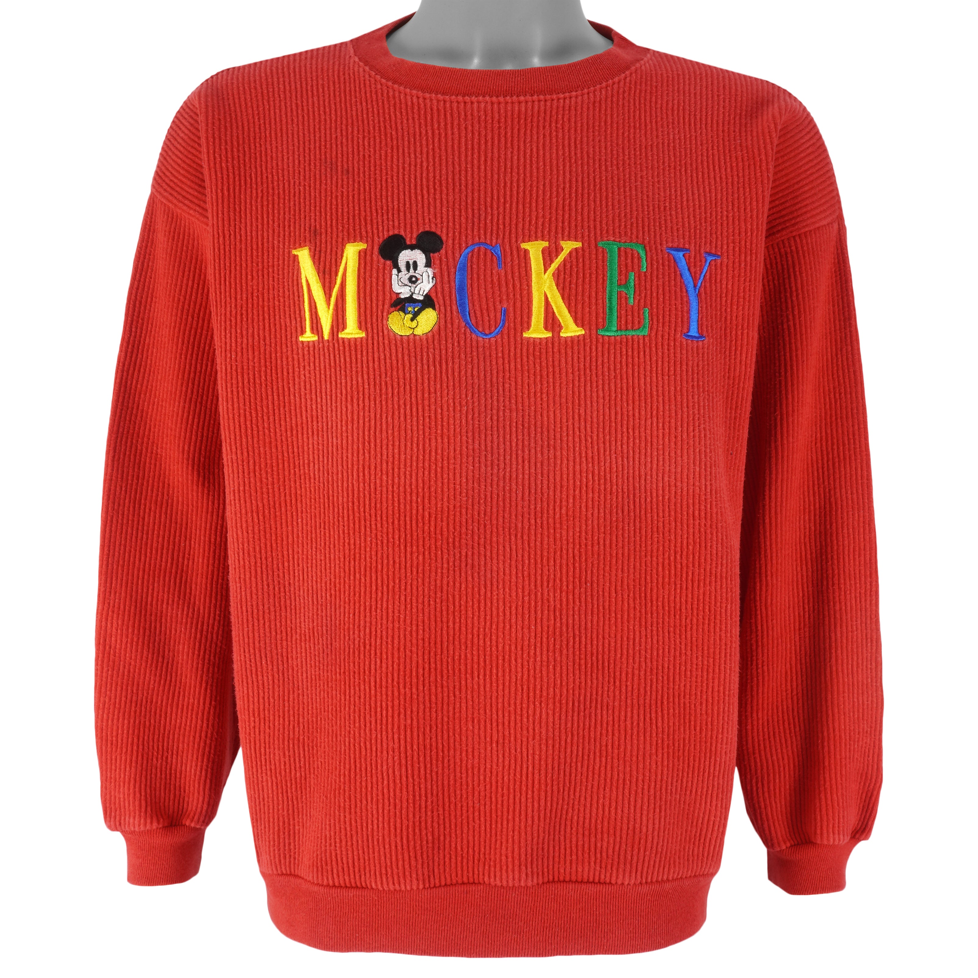Disney - Mickey Embroidered Crew Neck Sweatshirt 1990s Small Vintage Retro
