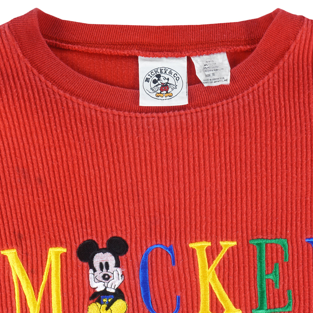Disney - Mickey Embroidered Crew Neck Sweatshirt 1990s Small Vintage Retro