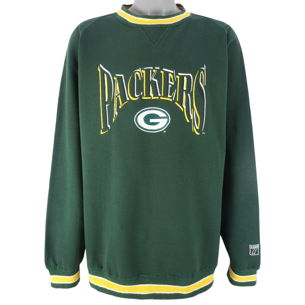 NFL (Logo 7) - Green Bay Packers Embroidered Crew Neck Sweatshirt 1990s X-Large Vintage Retro Football