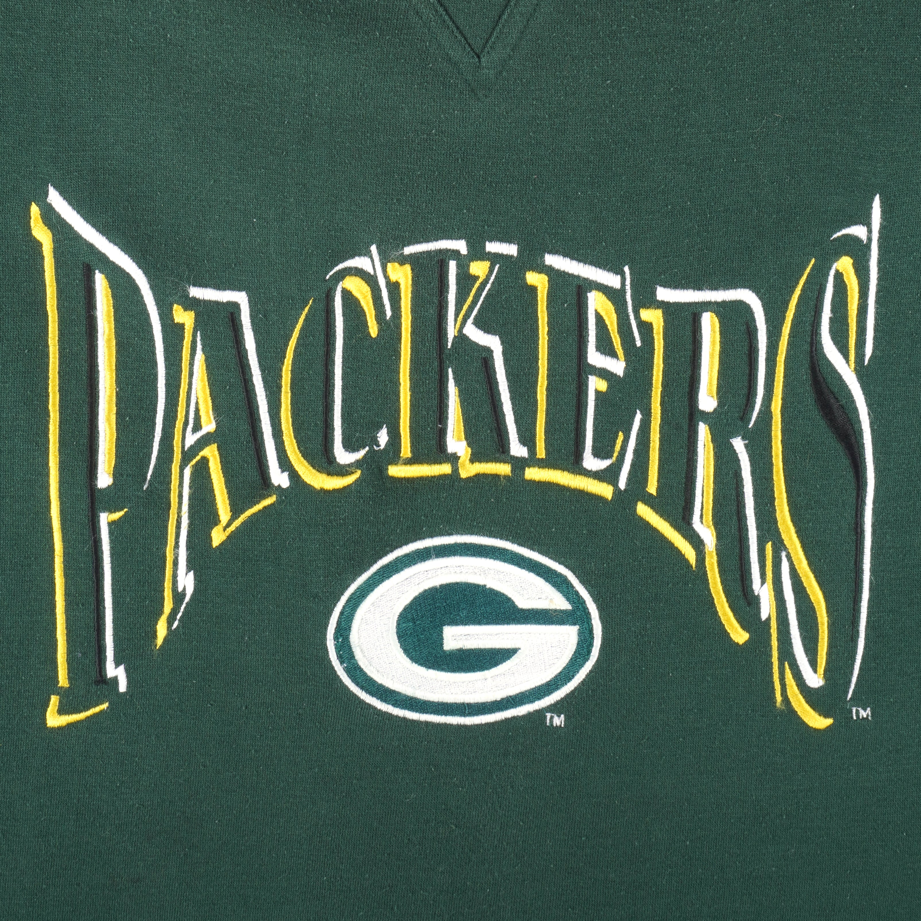 NFL (Logo 7) - Green Bay Packers Embroidered Crew Neck Sweatshirt 1990s X-Large Vintage Retro Football