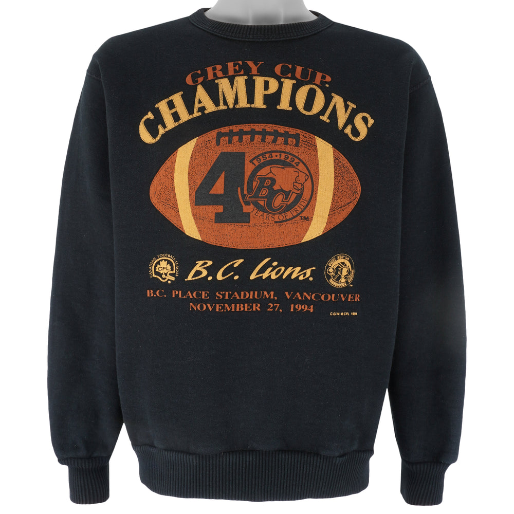 CFL (Waves) - BC Lions Grey Cup Champions Crew Neck Sweatshirt 1994 Large Vintage Retro Football