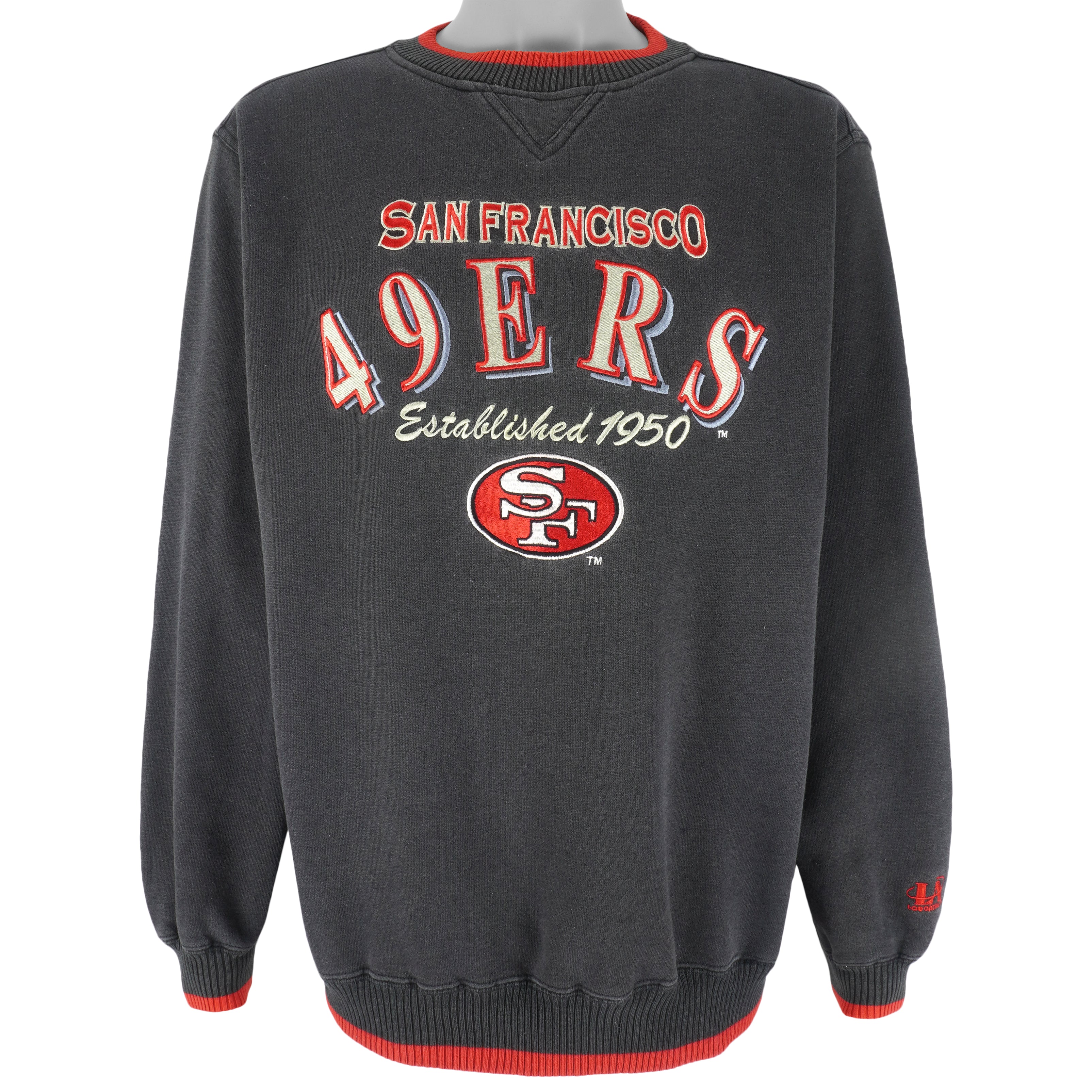 NFL (Logo Athletic) - San Francisco 49ers Embroidered Sweatshirt 1990s Large Vintage Retro Football