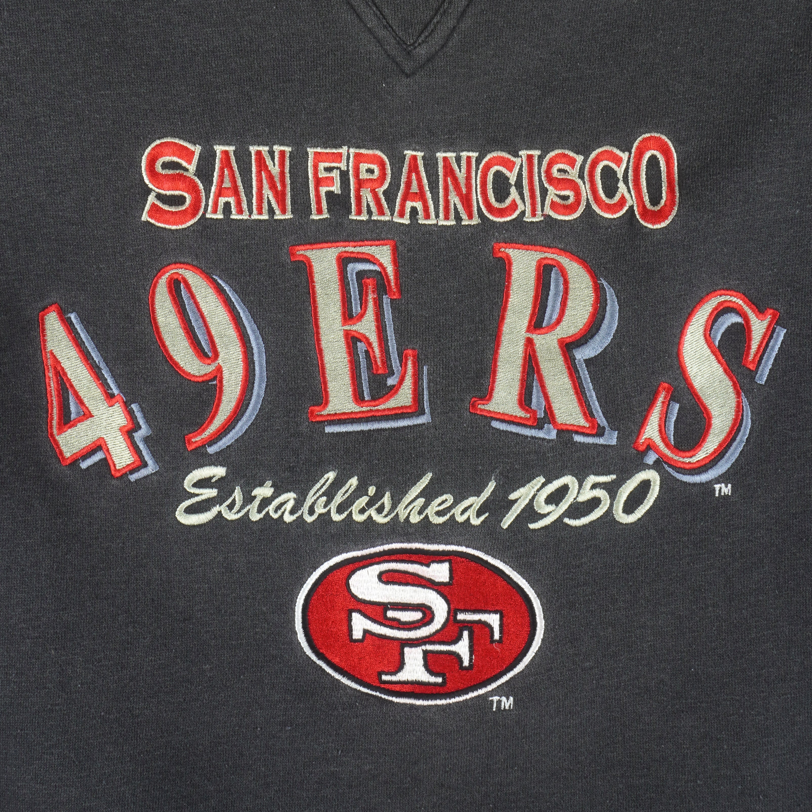 NFL (Logo Athletic) - San Francisco 49ers Embroidered Sweatshirt 1990s Large Vintage Retro Football