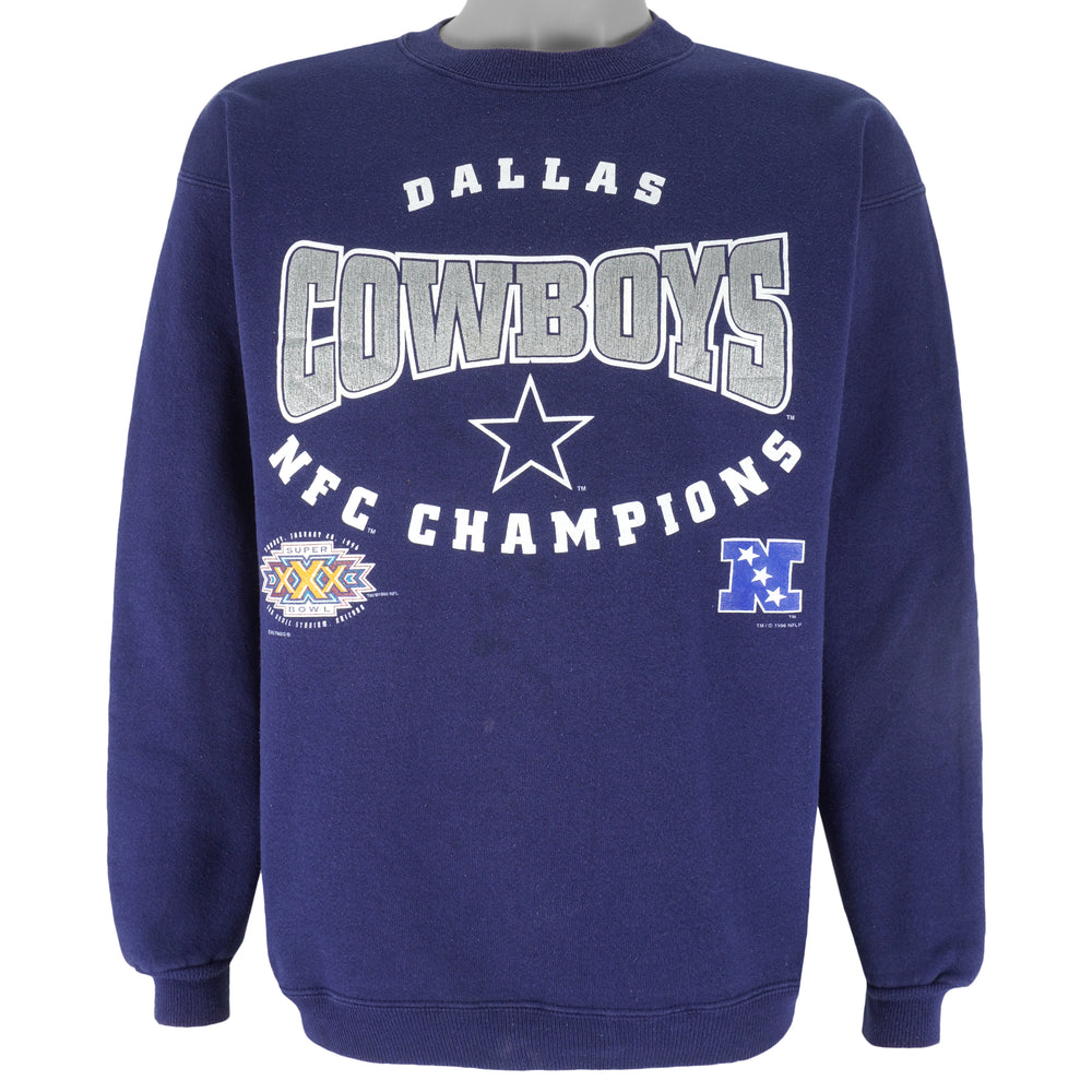 NFL (Hanes) - Dallas Cowboys Crew Neck Sweatshirt 1996 Medium Vintage Retro Football 