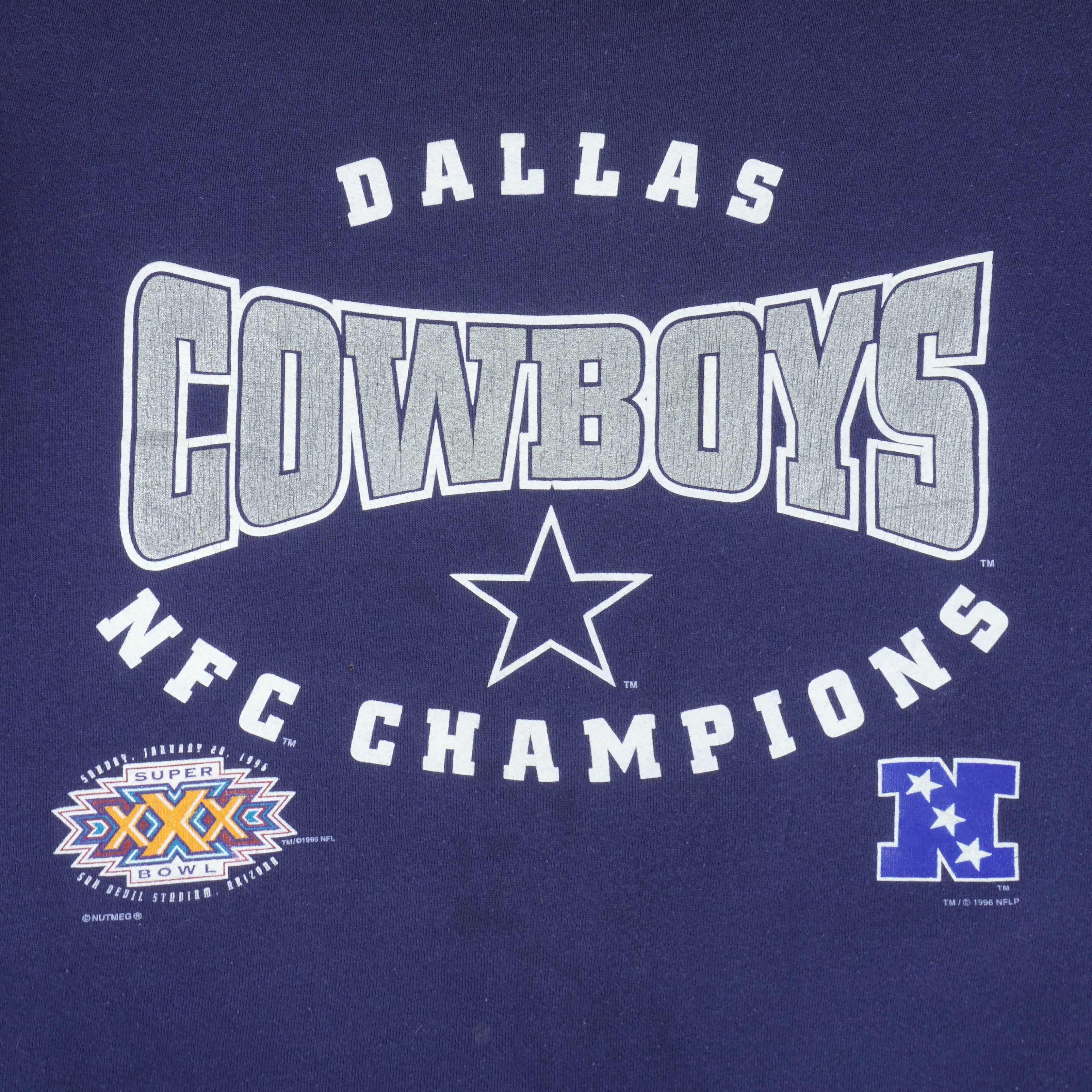NFL (Hanes) - Dallas Cowboys Crew Neck Sweatshirt 1996 Medium Vintage Retro Football 