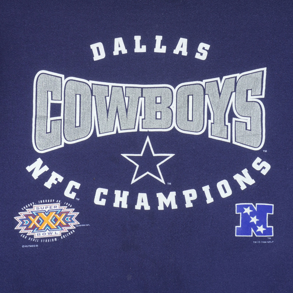 NFL (Hanes) - Dallas Cowboys Crew Neck Sweatshirt 1996 Medium Vintage Retro Football 