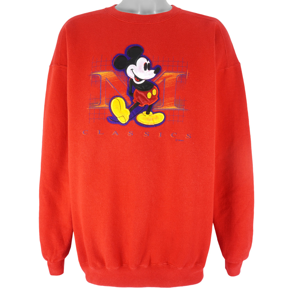 Disney (Genus) - Mickey Mouse Embroidered Crew Neck Sweatshirt 1990s X-Large Vintage Retro