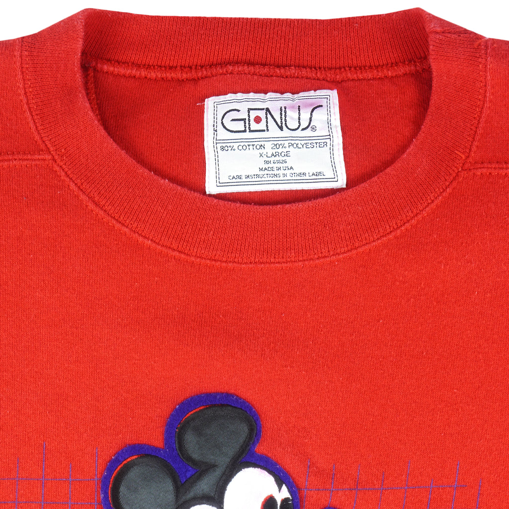 Disney (Genus) - Mickey Mouse Embroidered Crew Neck Sweatshirt 1990s X-Large Vintage Retro
