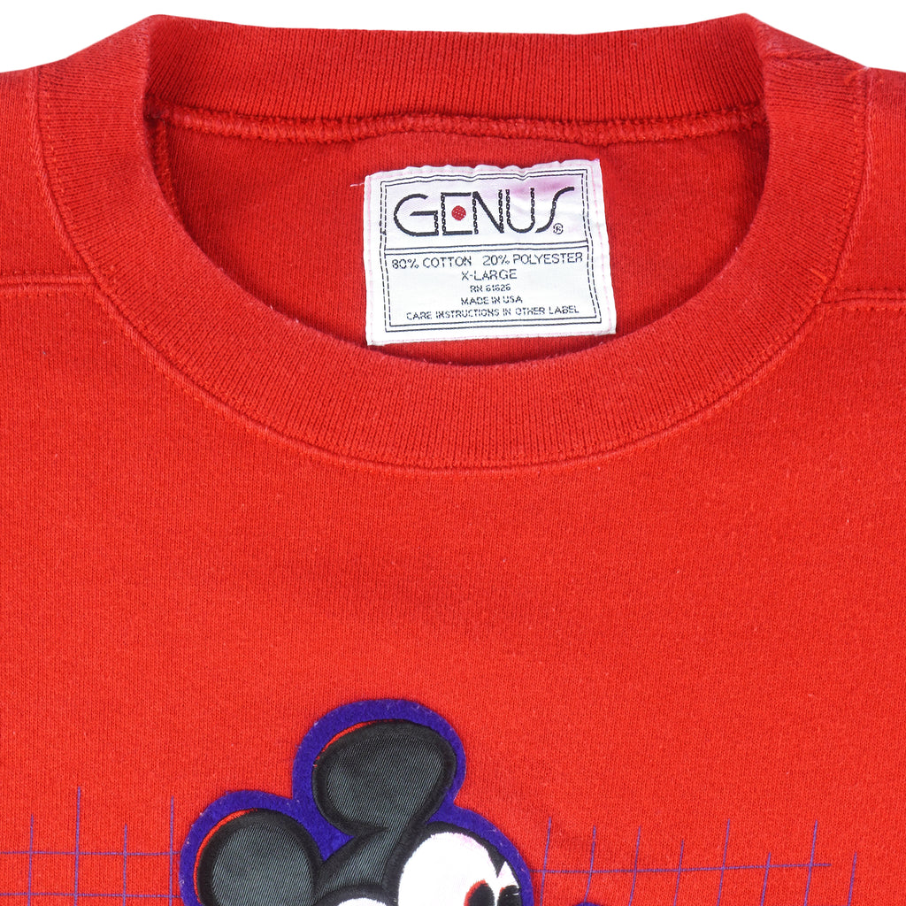 Disney (Genus) - Mickey Mouse Embroidered Crew Neck Sweatshirt 1990s X-Large Vintage Retro