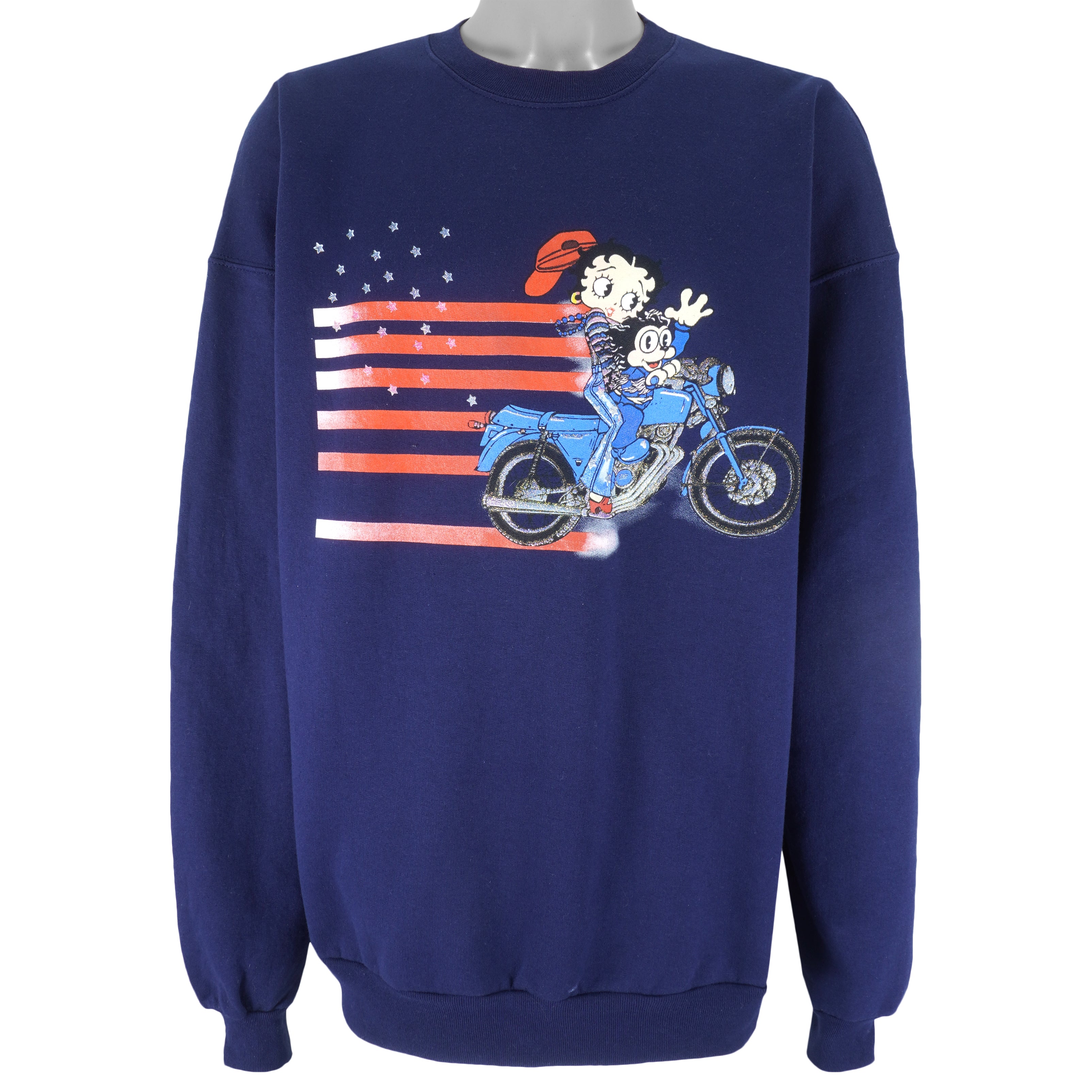 Vintage (Hanes) - Betty Boop And Bimbo The Dog Flag Sweatshirt 1990s XX-Large Vintage Retro