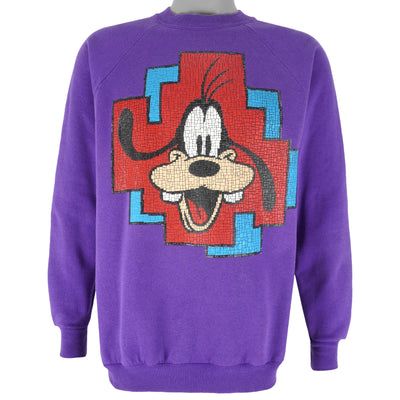 Disney (Mickey) - Purple Goofy Crew Neck Sweatshirt 1990s Large