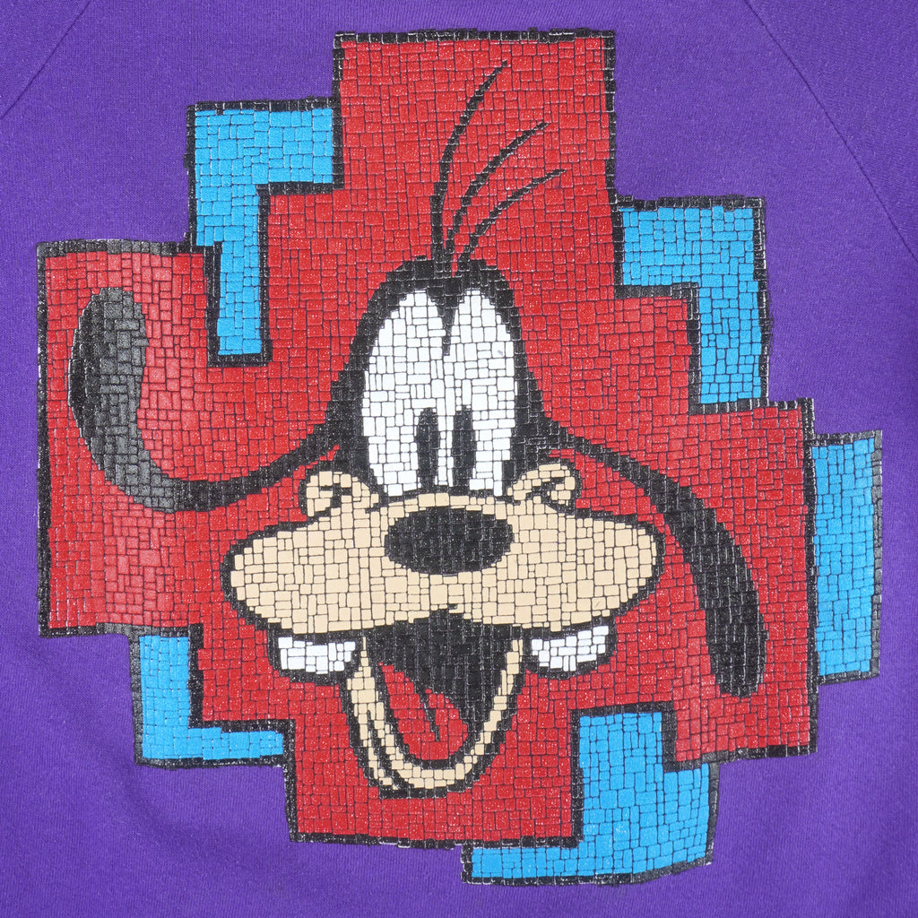 Disney (Mickey) - Purple Goofy Crew Neck Sweatshirt 1990s Large
