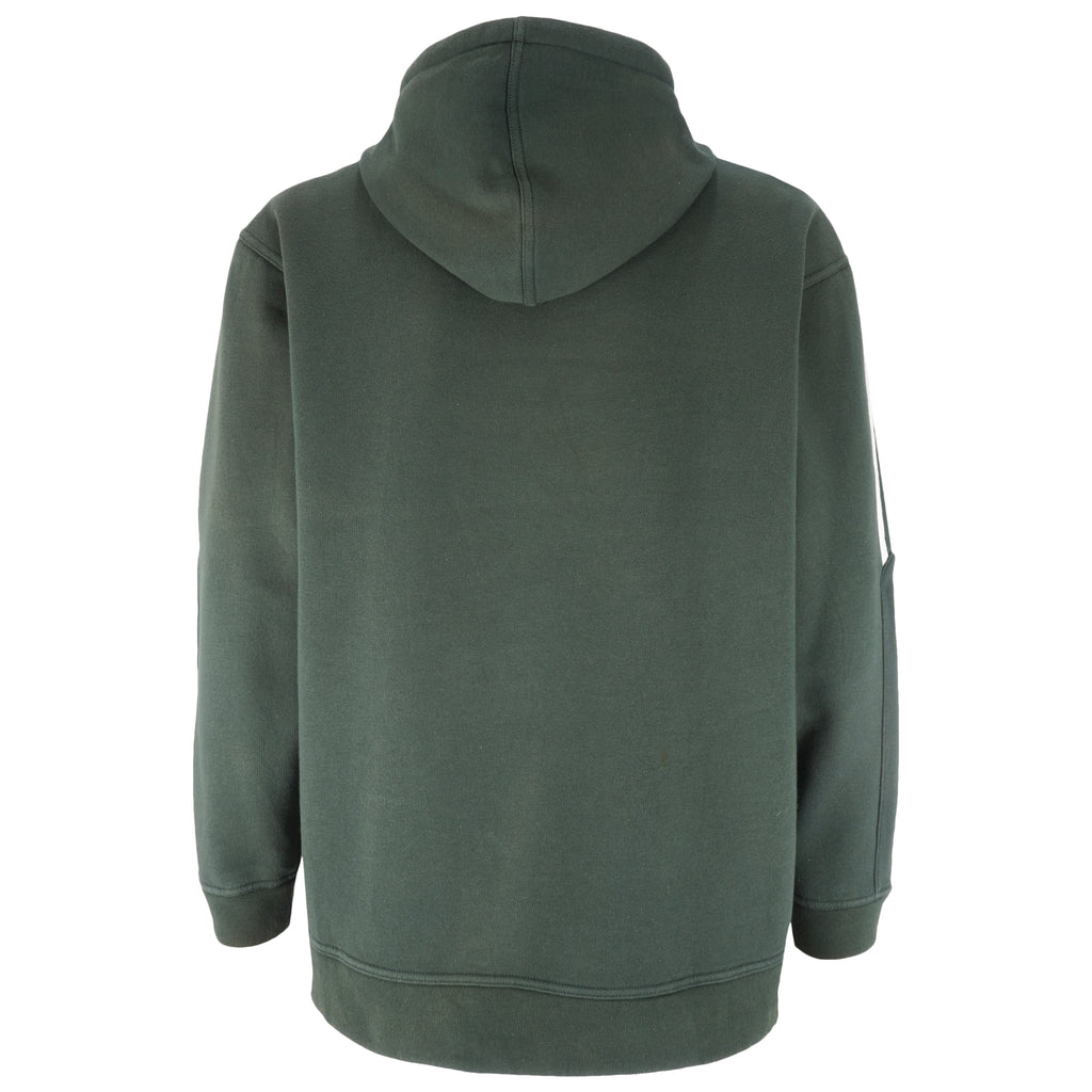 Adidas - Green 1/4 Zip Hooded Sweatshirt 1990s Medium Vintage Retro