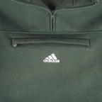 Adidas - Green 1/4 Zip Hooded Sweatshirt 1990s Medium Vintage Retro