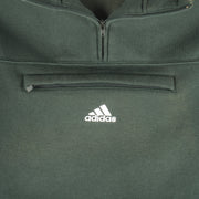 Adidas - Green 1/4 Zip Hooded Sweatshirt 1990s Medium Vintage Retro