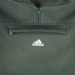 Adidas - Green 1/4 Zip Hooded Sweatshirt 1990s Medium Vintage Retro