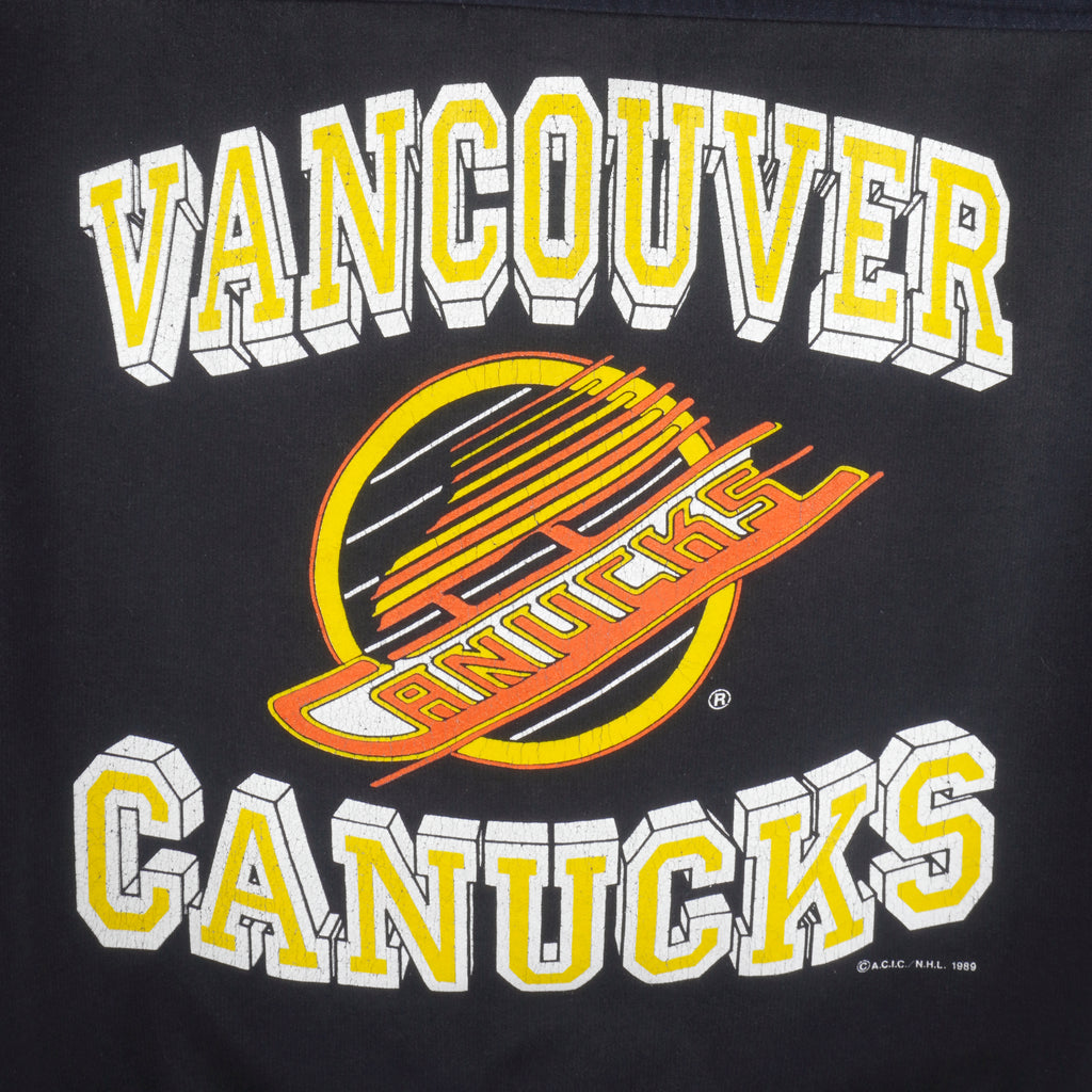 NHL (Softwear) - Vancouver Canucks Crew Neck Sweatshirt 1989 Large Vintage Retro Hockey