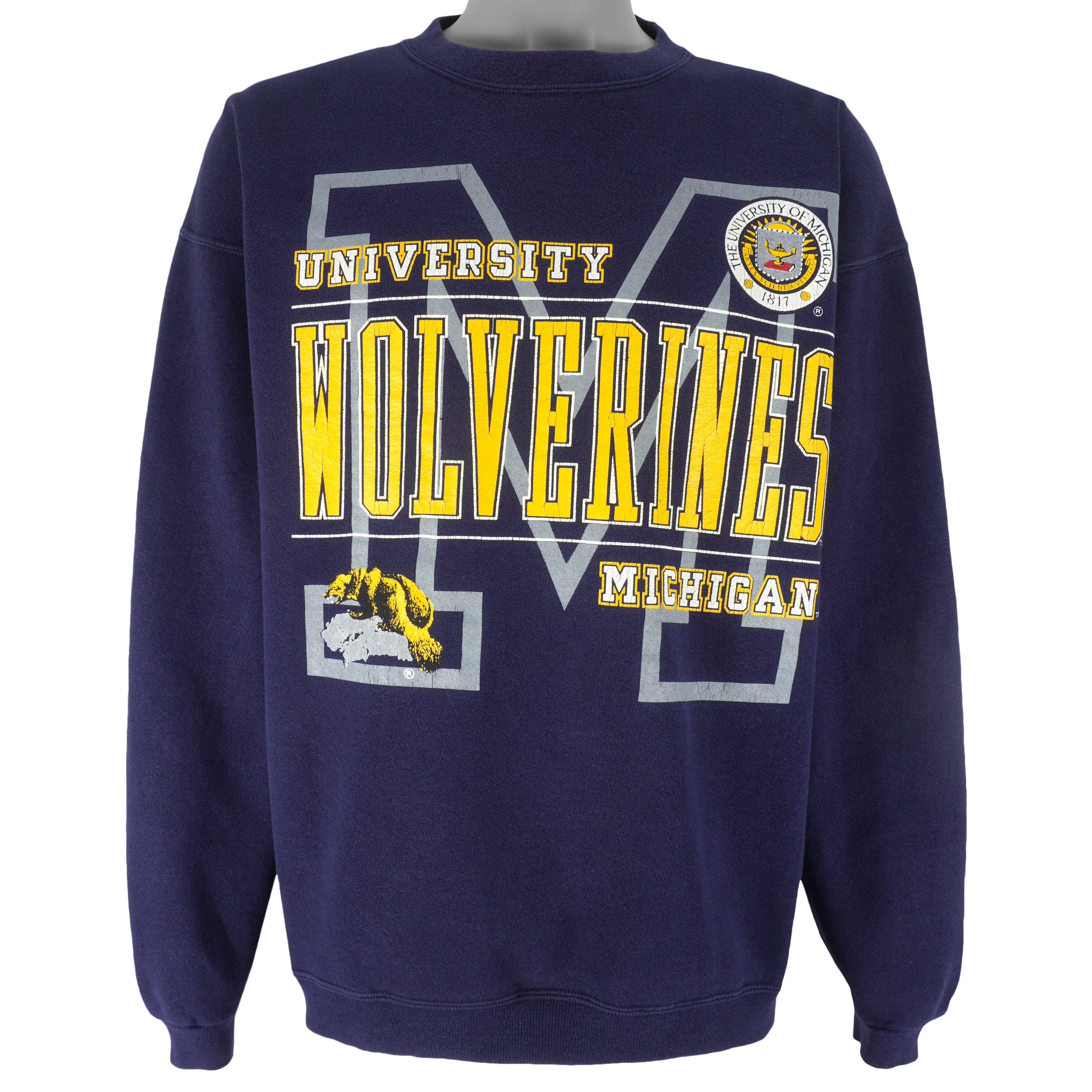 NCAA (Galt Sand) - Michigan University Wolverines Sweatshirt 1990s Large Vintage Retro Football College