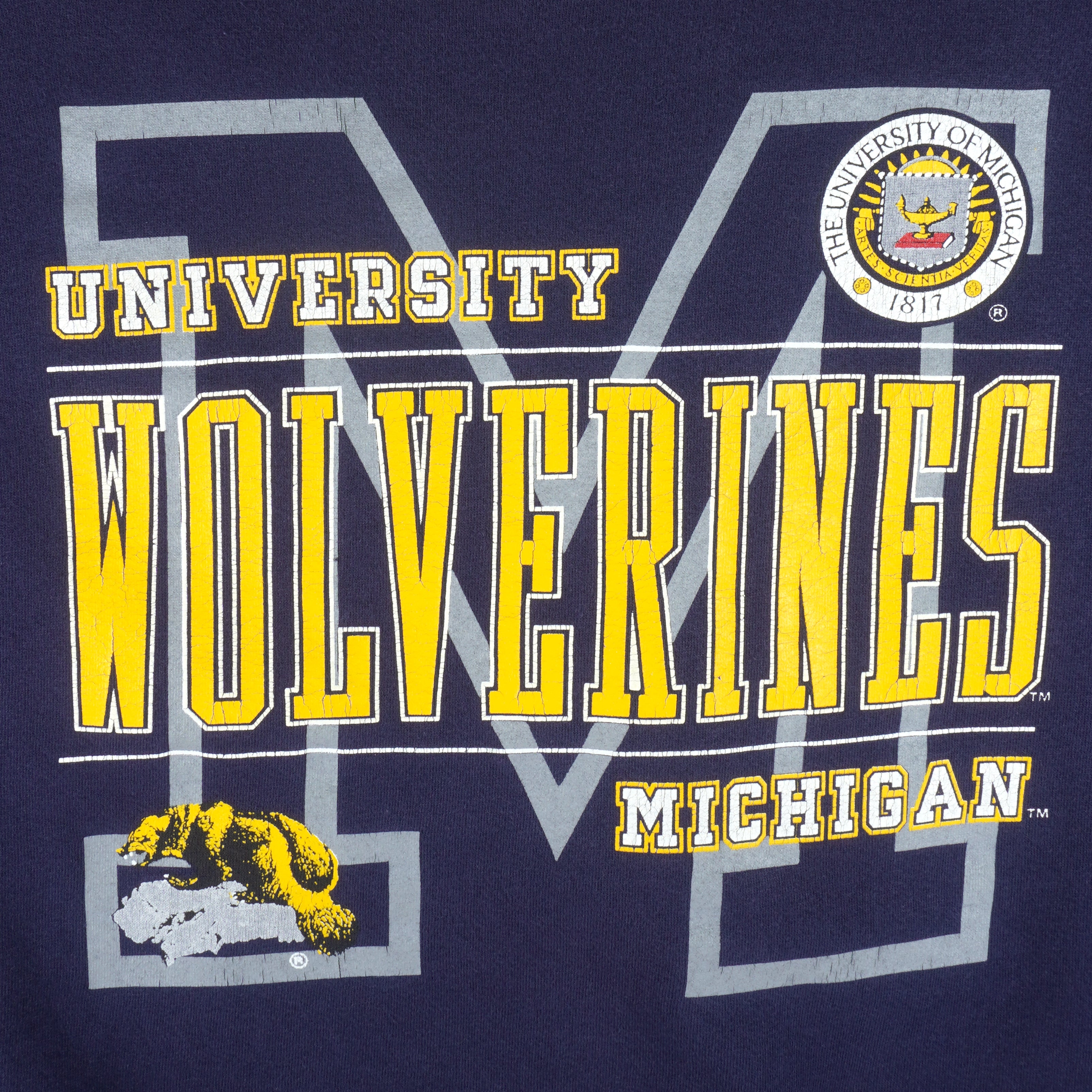 NCAA (Galt Sand) - Michigan University Wolverines Sweatshirt 1990s Large Vintage Retro Football College