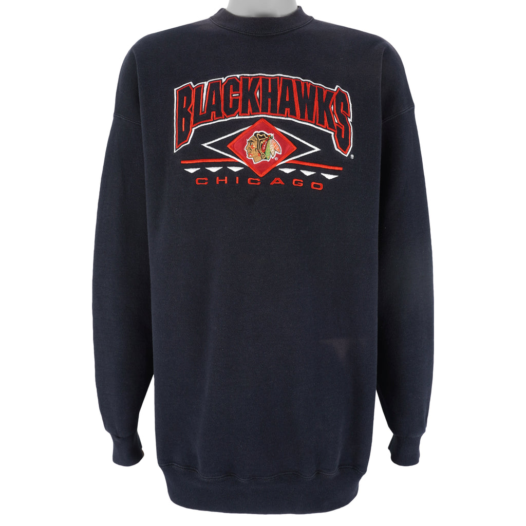 NHL (Logo Athletics) - Chicago Blackhawks Embroidered Sweatshirt 1990s X-Large Vintage Retro Hockey