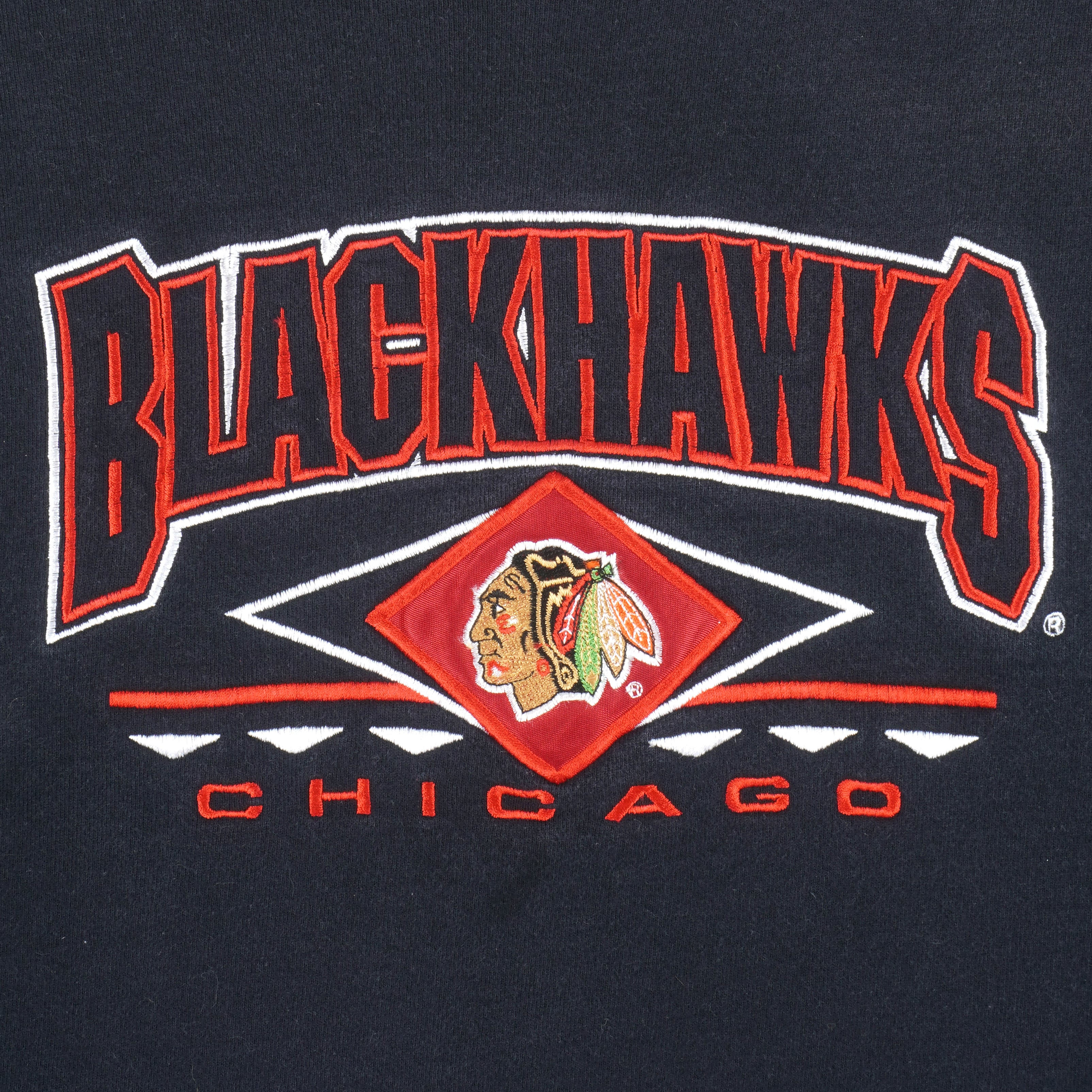 NHL (Logo Athletics) - Chicago Blackhawks Embroidered Sweatshirt 1990s X-Large Vintage Retro Hockey