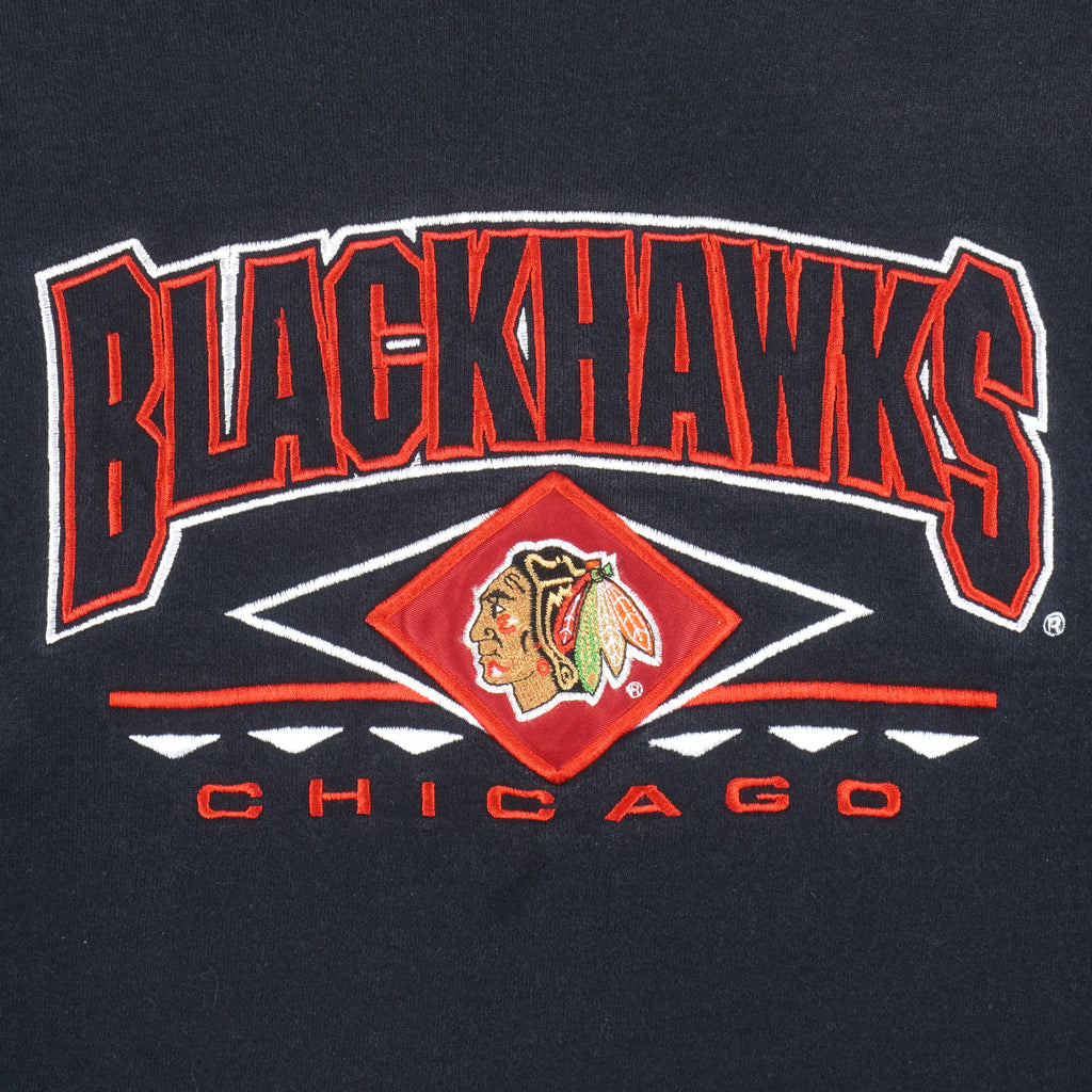 NHL (Logo Athletics) - Chicago Blackhawks Embroidered Sweatshirt 1990s X-Large Vintage Retro Hockey