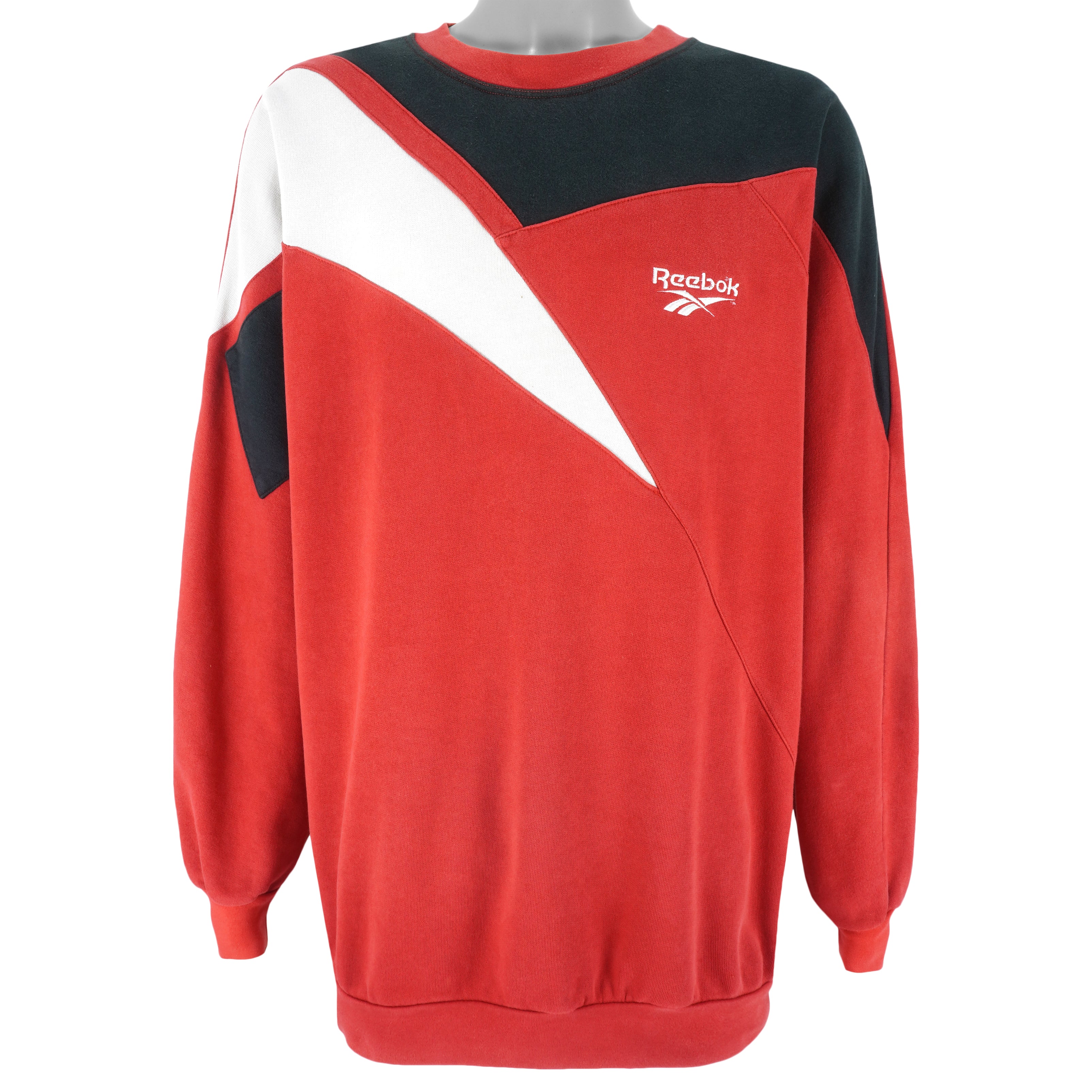 Reebok - Red Retro Crew Neck Sweatshirt 1990s XX-Large Vintage Retro