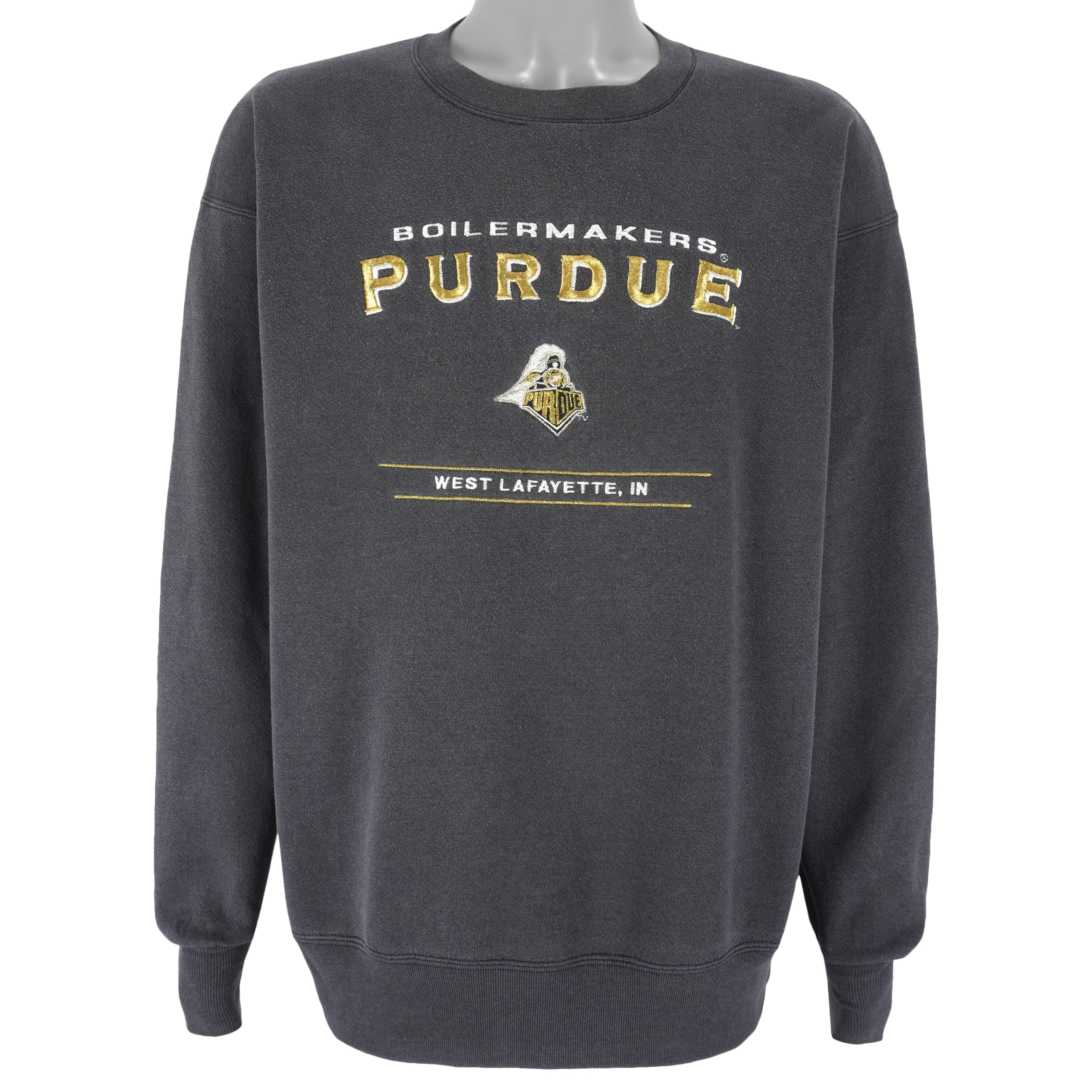 NCAA (Lee) - Purdue University Boilermakers Embroidered Sweatshirt 1990s Large Vintage Retro Football College